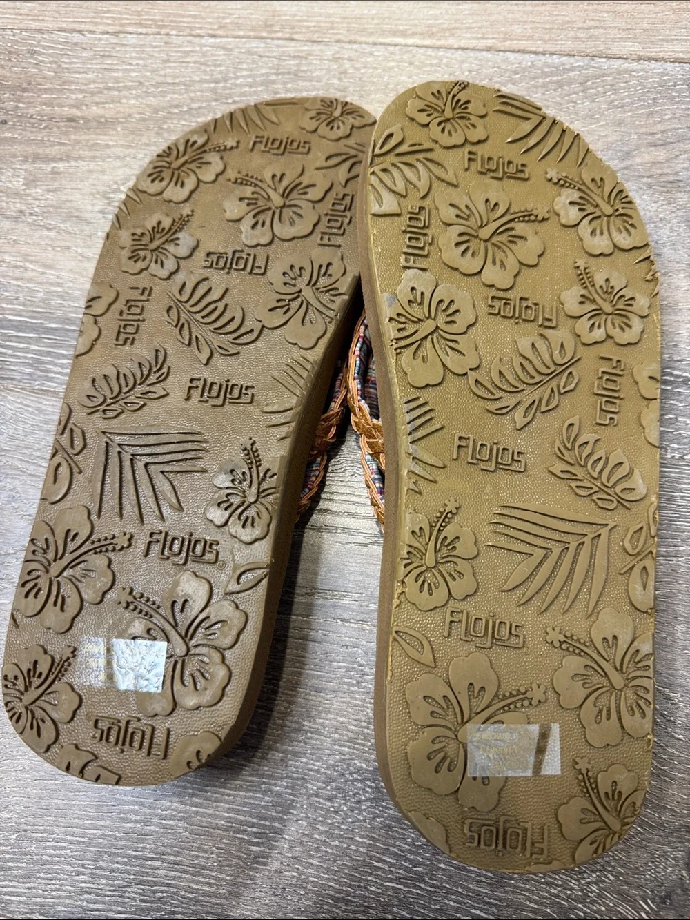 Flojos Braided Tan and Multicolor Strap Women's Flip Flops MK